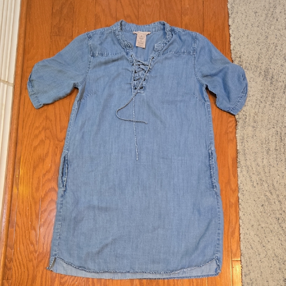 Philosophy Anthropologie Light Blue Lace Up Dress Size M Casual EUC